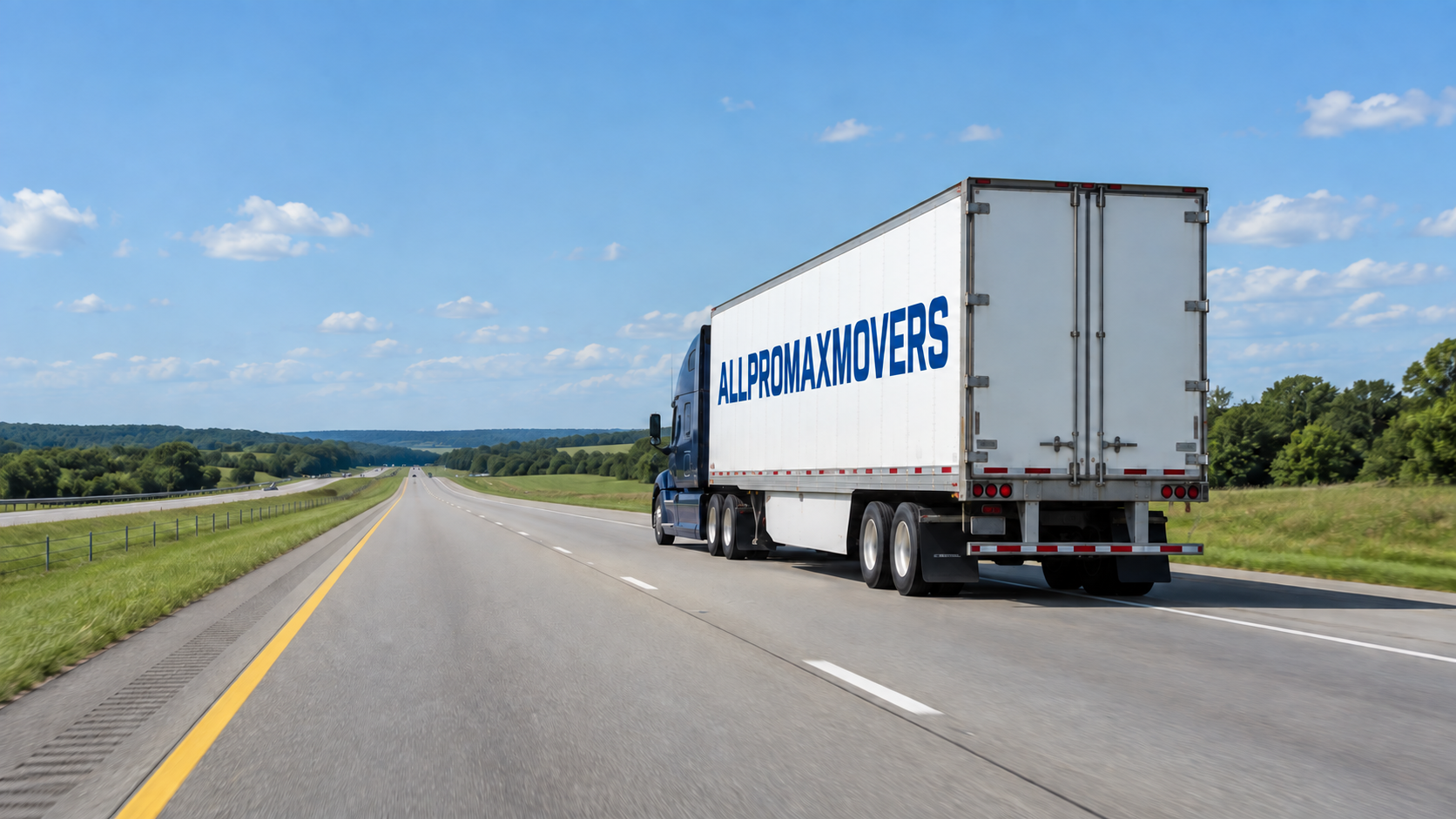 Moving truck on the road for a long-distance relocation